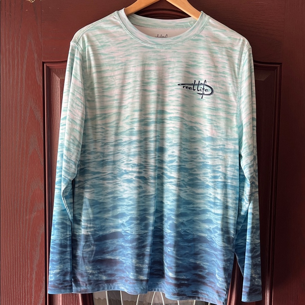 Reel Life Men's Blue Long Sleeve Tee Fishing Size Large